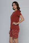 Zivame Knit Cotton Short Set - Burnt Brick — thumbnail 2